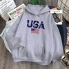 Usa Letters American Flag Stars And Stripes Mens Clothing Loose Crewneck Hoodie Autumn Pullover Hoodies Casual Pocket Sweatshirt