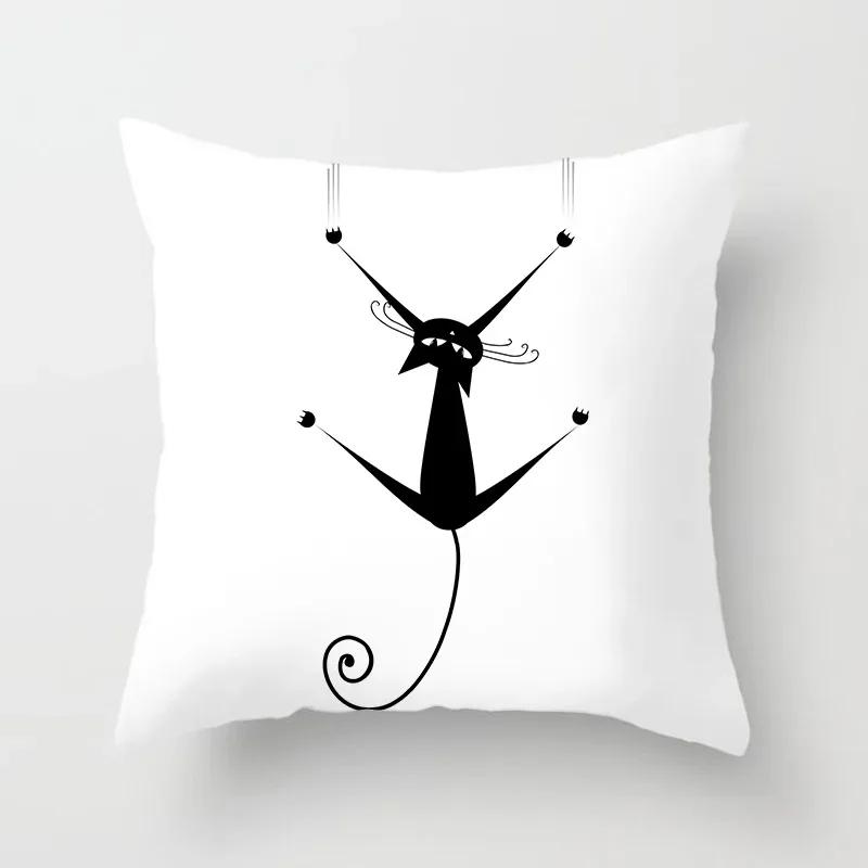 Lovely Cartoon Black Cat Cushion Cover Pillow Cover Sofa Car Home Decoration Room Decoration 45*45cm