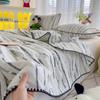 Летнее прохладное одеяло в корейском стиле для девочек 2025 Новое с бантом из стиранного хлопка Простое одеяло для кондиционера Горячая распродажа