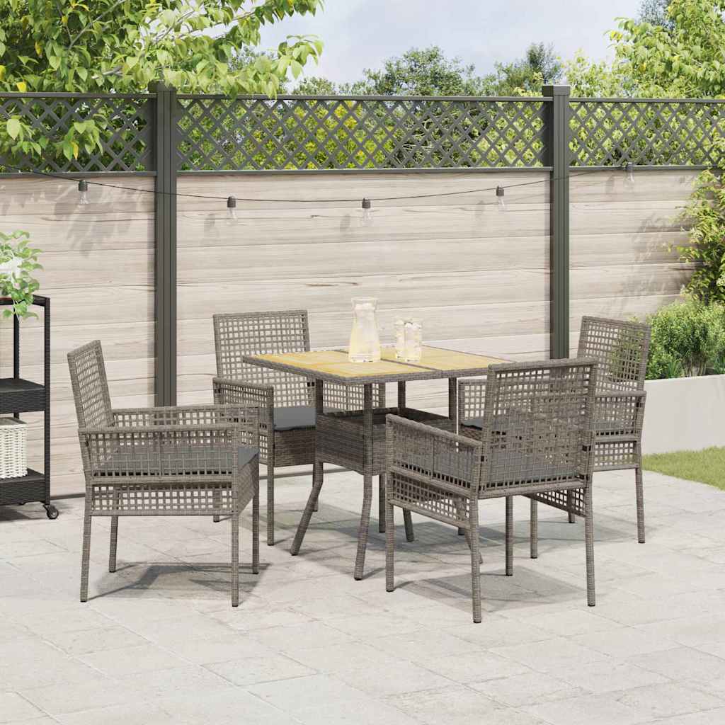 Garden Dining Set 5 pcs Grey Poly Rattan