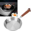 Wooden Handle Frying Pan 304 Stainless Steel Omelette Pan New Butter Heating Pan  Kitchen Supplies