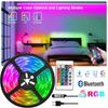 Светодиодная лента 0,5-30 м, USB 5 В, с Bluetooth, пульт ДУ 24 клавиши, RGB, гибкая лента, для декора комнаты, подсветки телевизора, диод