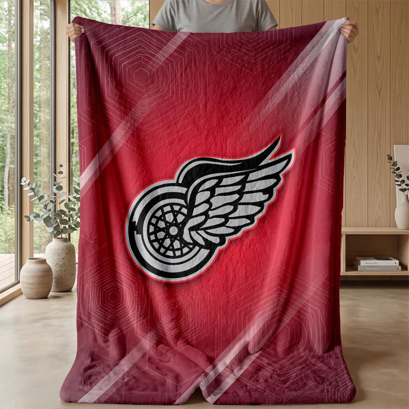 Detroit Red Wings Flannel Fleece Blanket Cozy Warm Throw Blanket For Couch Bed Travel All Season Use