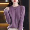 Fashion All Match Fried Dough Twists Sweater Women's Solid Round Neck Knitted Pullover Top