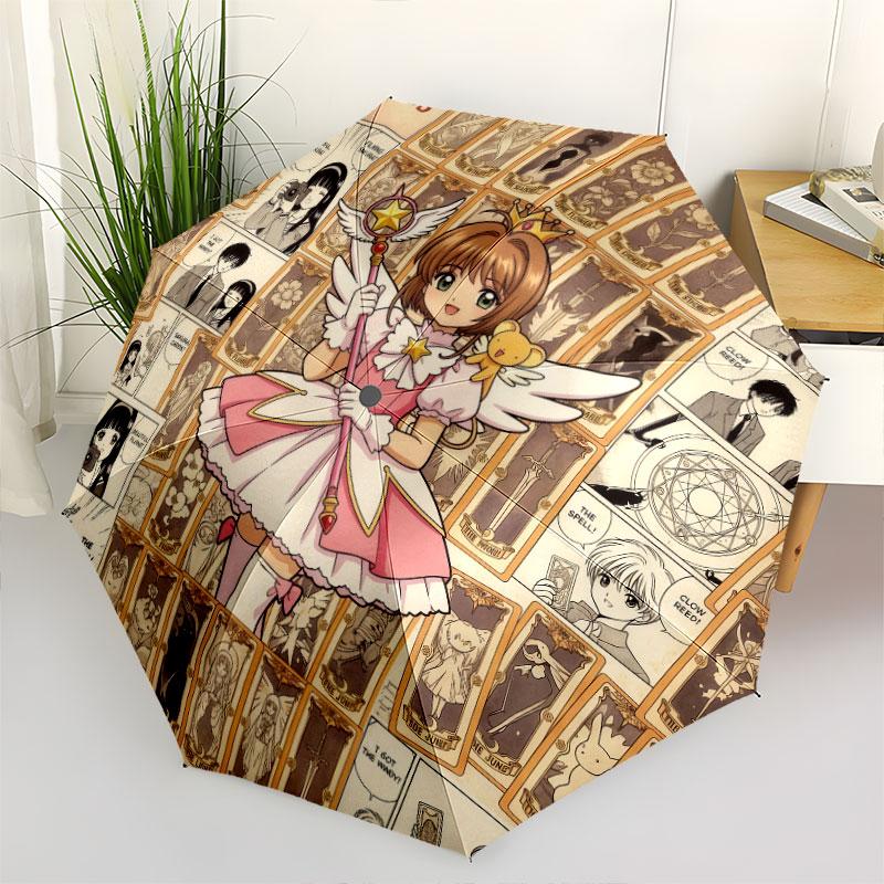 1 шт. Автоматический складной зонт - Рисунок Cardcaptor Sakura Портативный складной дизайн С 8 спицами Рождественские и Новогодние подарки