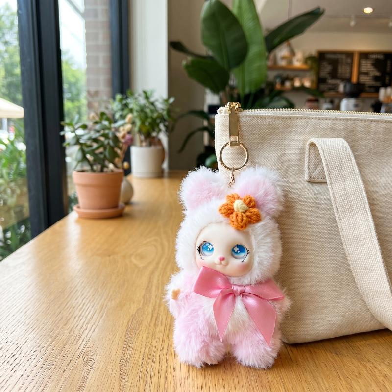 15cm Cute Animal Plush Keychain with Vinyl Doll for Backpack School Bag Pendant Soft Ornament for Child