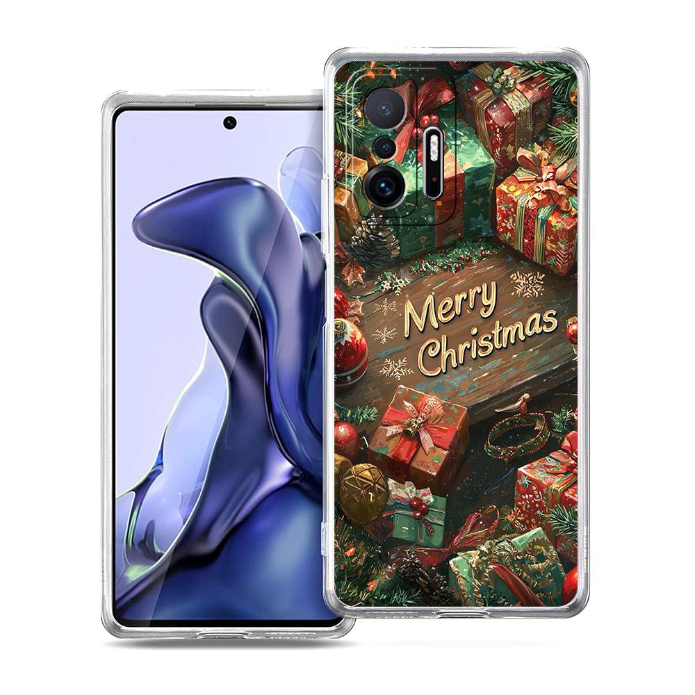 Прозрачный чехол для телефона для Xiaomi Mi 14 13 12 11 Ultra 13T 12T 11T Poco X3 NFC F3 F6 Pro Lite 5G Мягкий корпус из ТПУ С Рождеством
