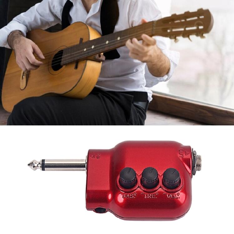 Маленький предусилитель Preamp с разъемом 6,35 мм и регуляторами громкости, эквалайзера низких и высоких частот, гитарный предусилитель, часть музыкального инструмента