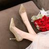 Silver Wedding Shoes Bride Shoes 2025 New French Champagne Rhinestone Show He Wedding Dress Two Wear High Heels Single Shoes Women