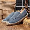 Mens Casual Vintage Loafers Flat Hemp Bottom Fishermen Shoes Driving Soft Shoes Holiday Beach Sailing Bohemian Autumn Size 38-44