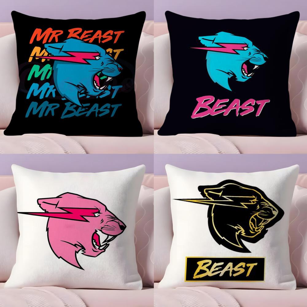 Забавная наволочка Mr-B-Cute B-Beasts Плюшевая ткань Мягкая Двусторонняя печать Невидимая молния Наволочка для диванной подушки Домашний декор