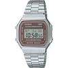 Цифровые часы CASIO Vintage Series A168WA-5AY мужские женские детские серебристо-коричневые Overseas модель