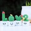 4/8Pcs/Set Mini Potted Cactus Ornament Cartoon Expression Love Shape Cactus Planter Pot