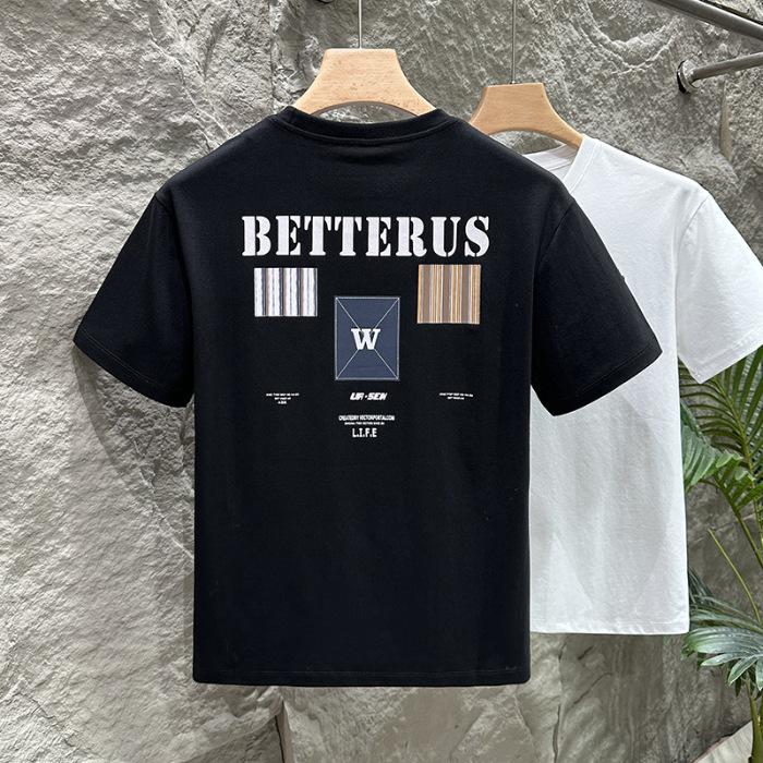 New Summer Men's Short-sleeved T-shirt Printed Thin Short T-shirt Top