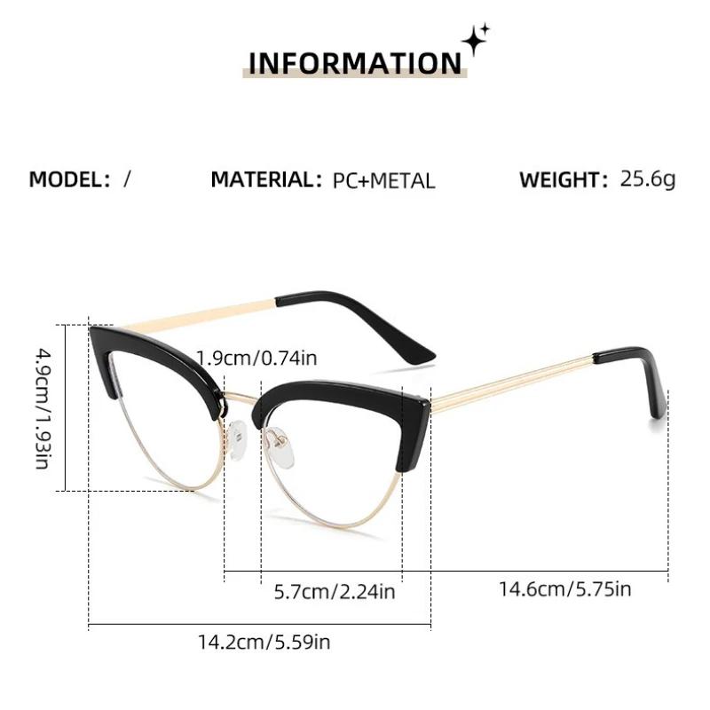 Fashion Metal Cat Eye Reading Glasses Women's Anti Blue Light High-definition Goggles Optical Prescription Eyeglasses 0 TO +4.0