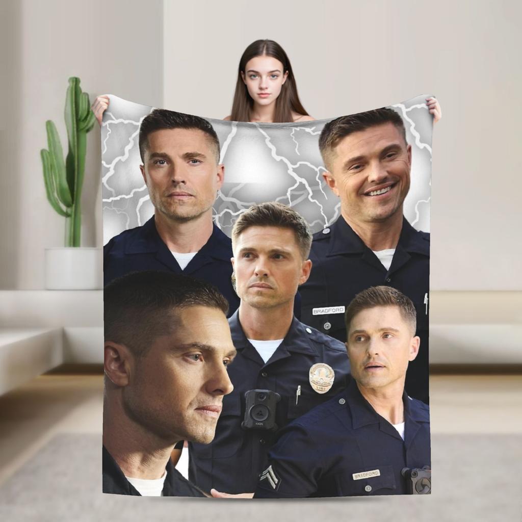 Tim Bradford The Rookie Flannel Blanket Warm Throw Blanket for Couch Bed Camping Funny Bedspread Sofa Bed Cover