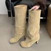 Winter Street Style Round Toe Knee-High Women Boots Punk Thin High Heels Shoes Female Long Booties Zapatos De Mujer