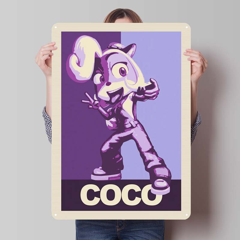 Постеры Crash Bandicoot Классическая игра Металлические таблички Настенное искусство Мурал На заказ Жестяные таблички для геймеров Украшение игровой комнаты Ретро