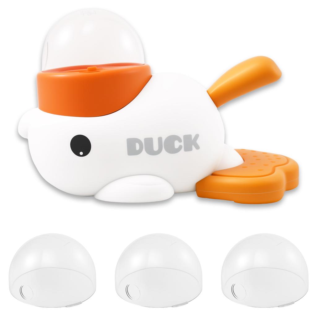 Interactive Duck Shaped Dog Slow Feeder Washable Automatic Dog Feeder Toy with 3 Food Outlet Size for Pets Food Dispenser