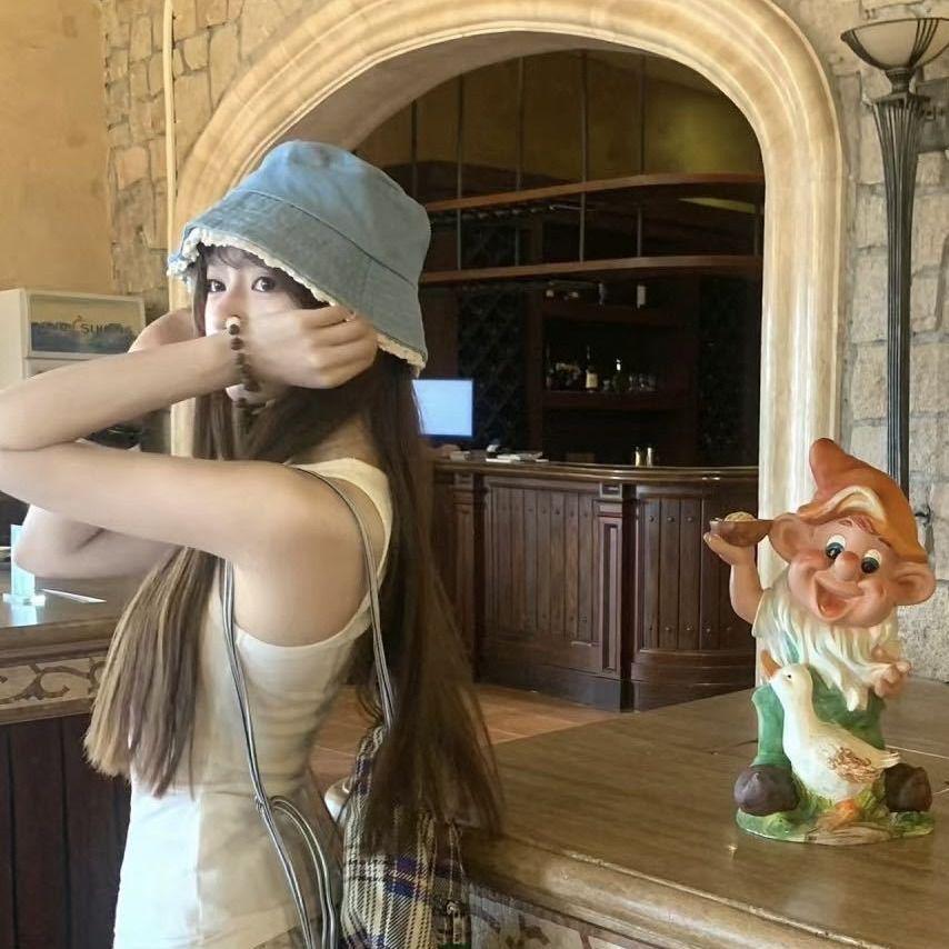 Ретро Женская Джинсовая Панама, Корейский Стиль, Премиум, Универсальная, Большого Размера для Защиты от Солнца и Эффекта Стройности