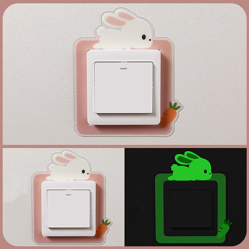 Светящаяся наклейка на выключатель с изображением животных, мультяшная наклейка, светящаяся в темноте, флуоресцентное украшение, наклейка на выключатель с изображением панды, декор для детской комнаты