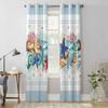Summer Ocean Starfish Shell Coral Window Curtains for Living Room Luxury Bedroom Curtain Kitchen Blinds Drapes Curtains