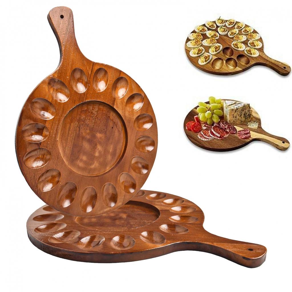 Блюдо для фаршированных яиц Круглая подставка для яиц Деревянный поднос для фаршированных яиц Поднос для хранения