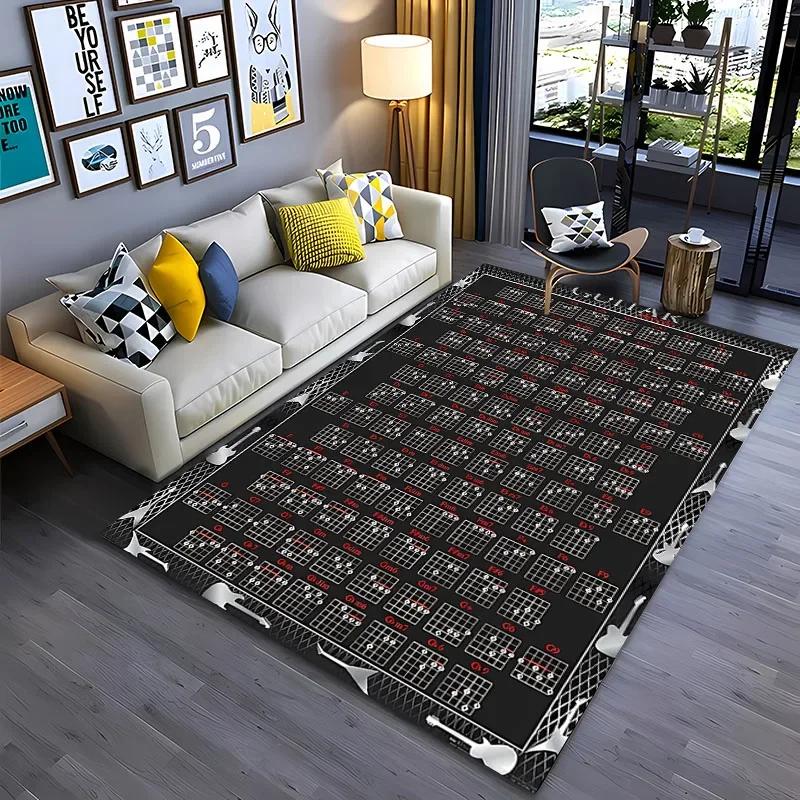 3D-коврик с базовой теорией гитарных аккордов, коврик для пианино, коврик для гостиной, коврик для спальни, коврик для дивана, придверный коврик, детский нескользящий напольный коврик
