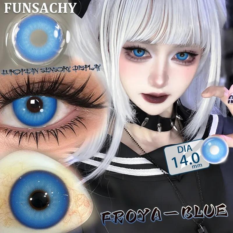 FUNSACHY 2PCS Red Cosplay Contact Lenses Yearly Use Soft Anime Eyes Beauty Lenses for Halloween Party Eyes Makeup Fast Shipping