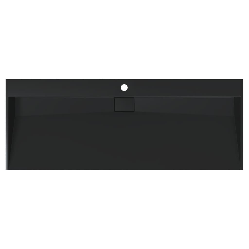 Wash Basin 120 x 46 x 11 cm Mineral Cast Marble Cast Matte Black