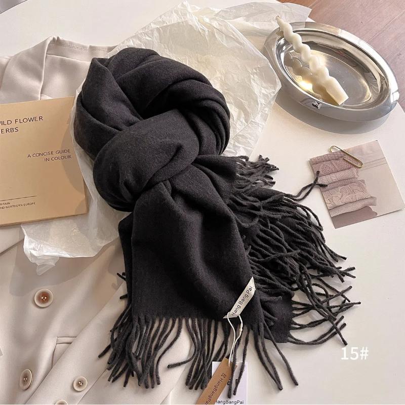 2024 New Scarf Women's Autumn and Winter Solid Color Imitation Cashmere Student Long Style Big Shawl for Warmth and Dual-use Thick Scarf