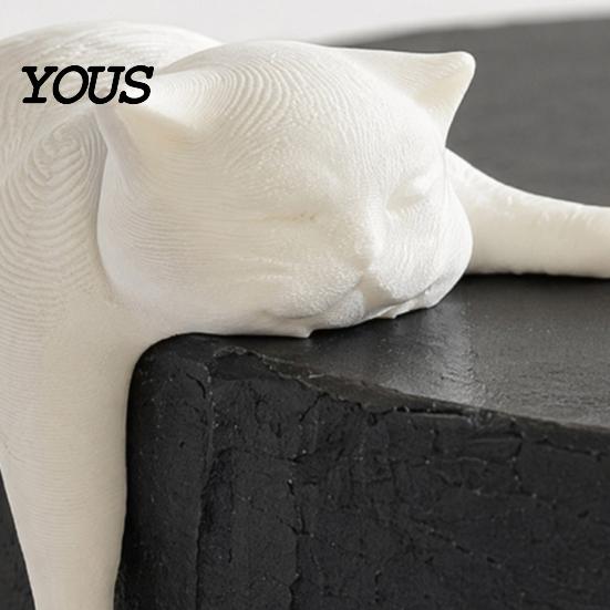 Современное украшение-кошка для дома, 3D-печатная ленивая фигурка, спящий котенок, декор для стола, милая статуэтка животного, минималистичный декор для комнаты, офиса, можно раскрашивать DIY