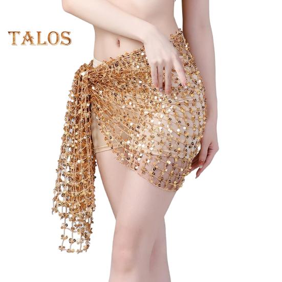 Шарф для танца живота, юбка-халат с пайетками, мини-юбка с вырезом, пояс для восточного индийского танца, карнавальный костюм, аксессуар для выступлений