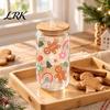 Holiday Glass Can Stickers Christmas UV Cup Transfer Stickers, Waterproof Adhesive DIY Gingerbread Man Decals Labels, Decorative for Crafting