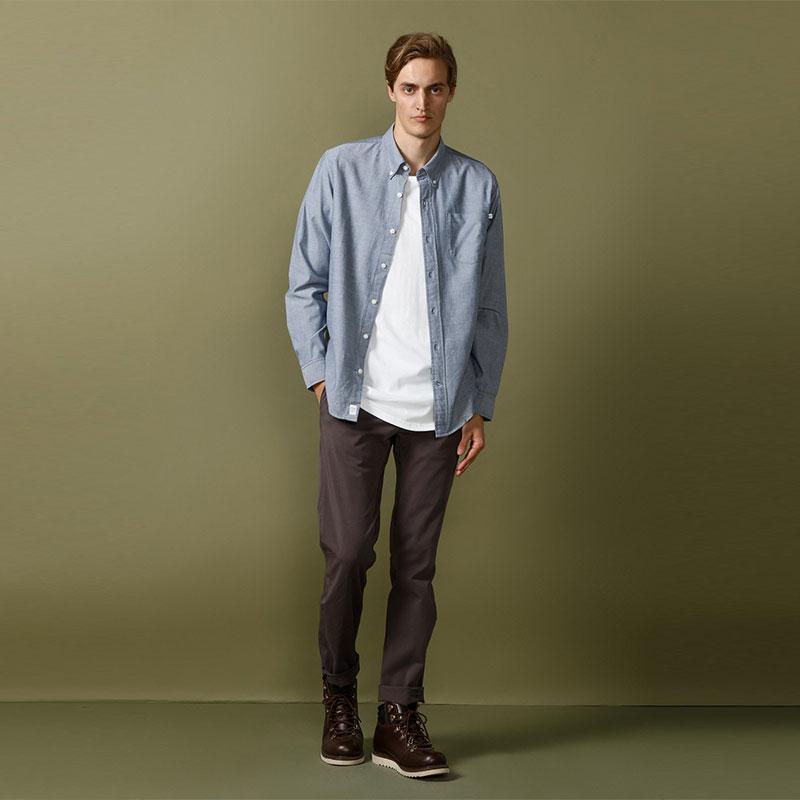 Timberland Однотонная дышащая удобная модная рубашка с длинным рукавом и заостренным воротником на одной пуговице, мужские рубашки темно-синего цвета A1UI3-B68