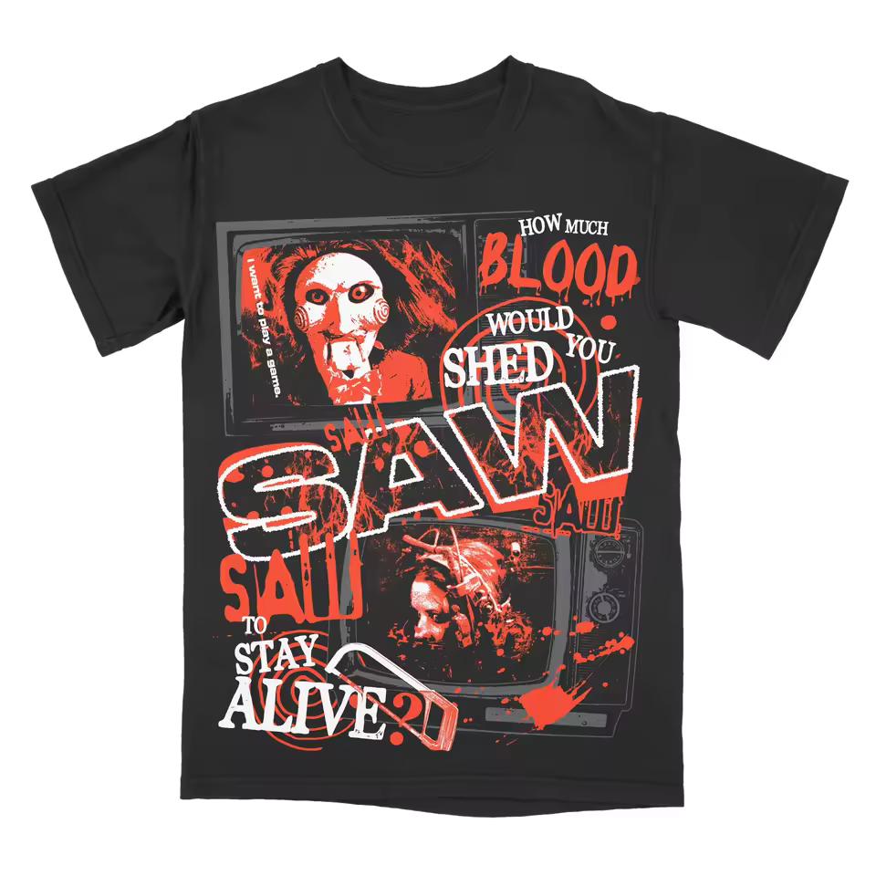 2026 new Retro horror print classic pattern T-shirt - Short-sleeved casual summer streetwear top