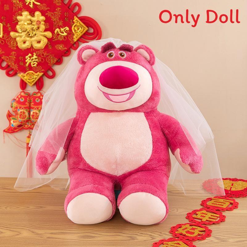 Lotso Tie Bow Veil Bear Plush Toy Cute Cartoon Couple Holiday Girl Gift Doll