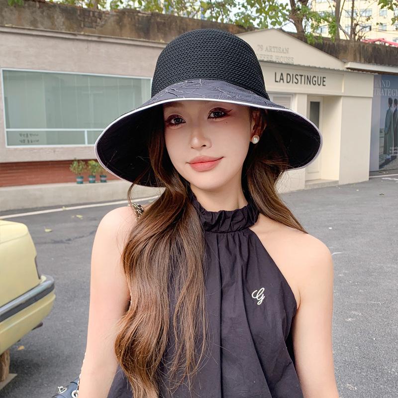 Шляпа женская летняя уличная солнцезащитная козырек дорожная шляпа-бантик с большим краем вязаная панама новая