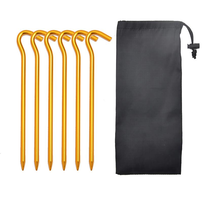 Палаточные колышки из алюминиевого сплава, грунтовые гвозди с пряжками для ветрозащитной веревки, набор для гамака, кемпинга, тента