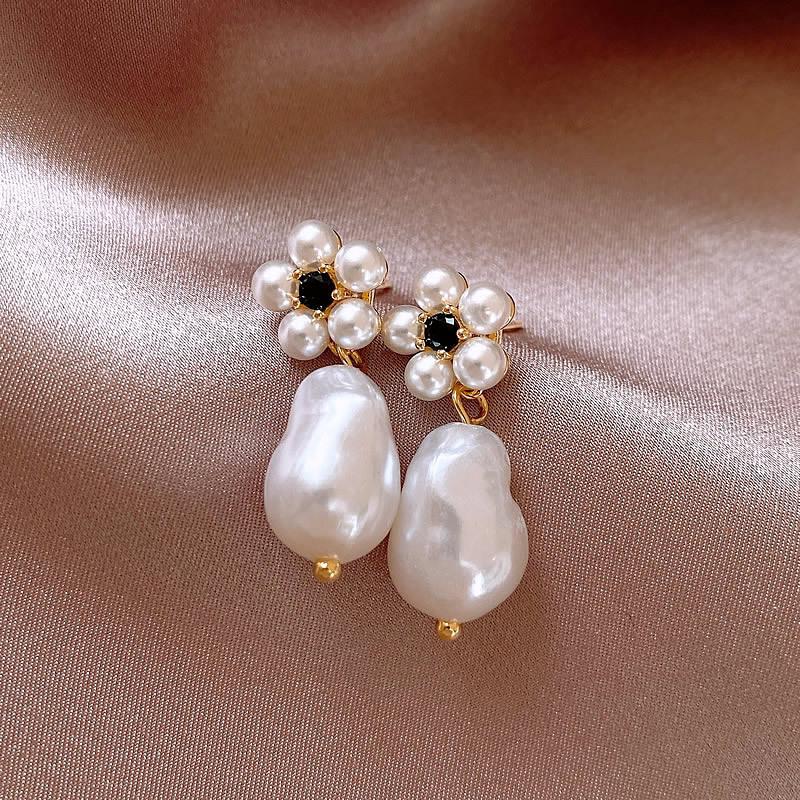 Серебряные игольчатые маленькие ароматные серьги-гвоздики с жемчугом в виде цветка ветра, легкие роскошные серьги в стиле знаменитостей, элегантные серьги в стиле ретро, модные серьги High Sense