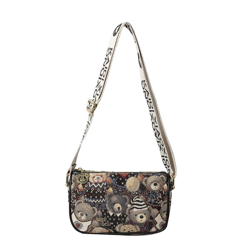 2025 Лето Новая мода уличная маленькая квадратная сумка Bear на одно плечо сумка через плечо