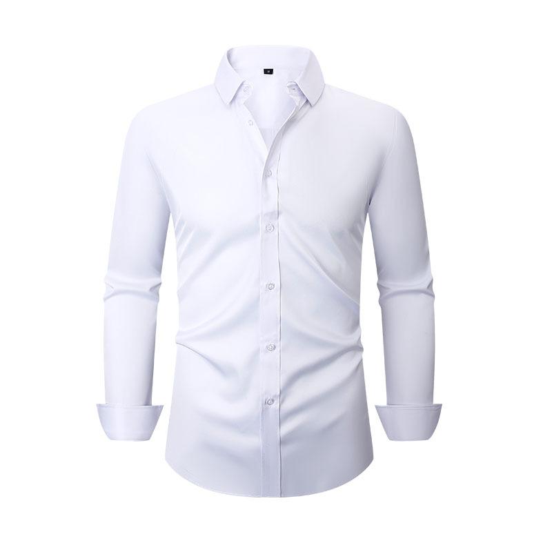 Men's Fashion Stretch Shirt: Crease-Resistant Plain-Coloured Long-Sleeved Business Shirt – Lightweight Men's Shirt
