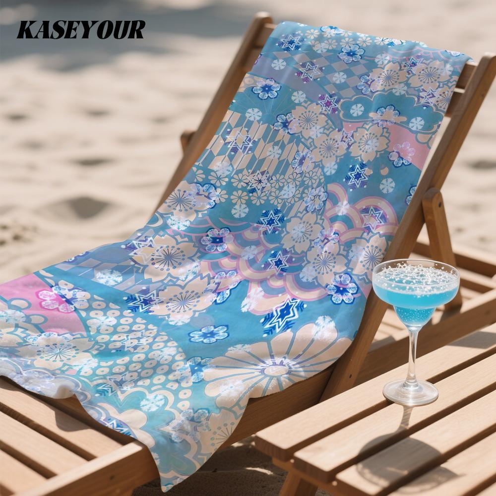 Snowy Florals Oversized Microfiber Beach Towel Sand Proof Quick Dry, Absorbent for Swimming Pool Travel Camping
