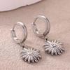 Zircon Sunflower Dangle Earrings For Women Gold Color Stainless Steel Geometric Sunflower Earring Wedding Christmas Jewelry