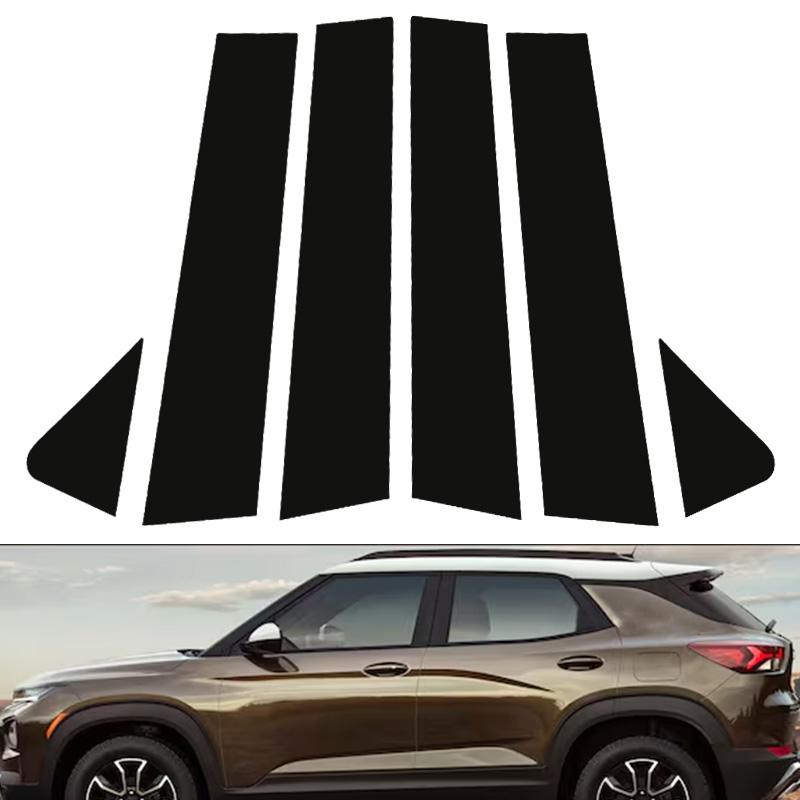 6 шт. для Chevrolet TrailBlazer (кроссовер) 2021-2024 Глянцевые черные наклейки на стойки, окна автомобиля, наружные стойки, накладка