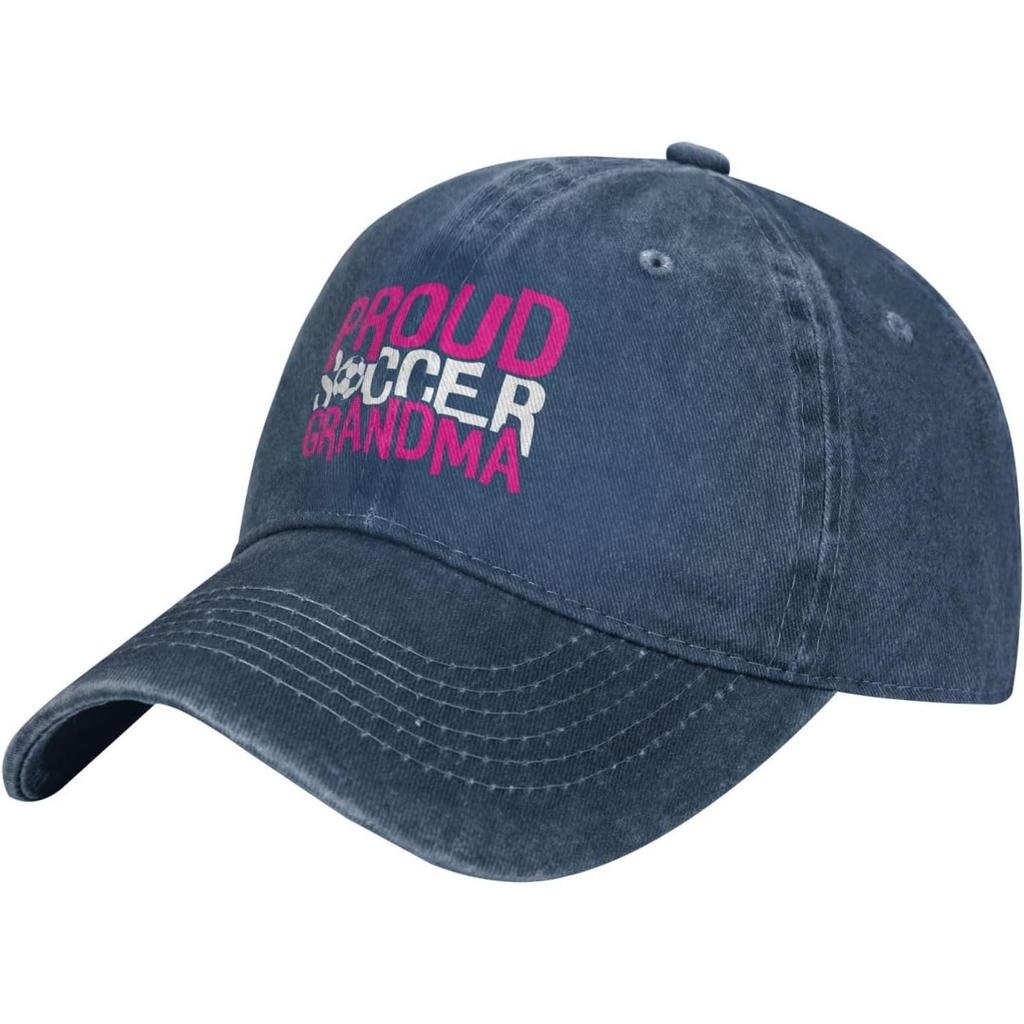 Proud Soccer Grandma Graphic Washed Baseball Cap Casual Cotton Adjustable Hat for Adults