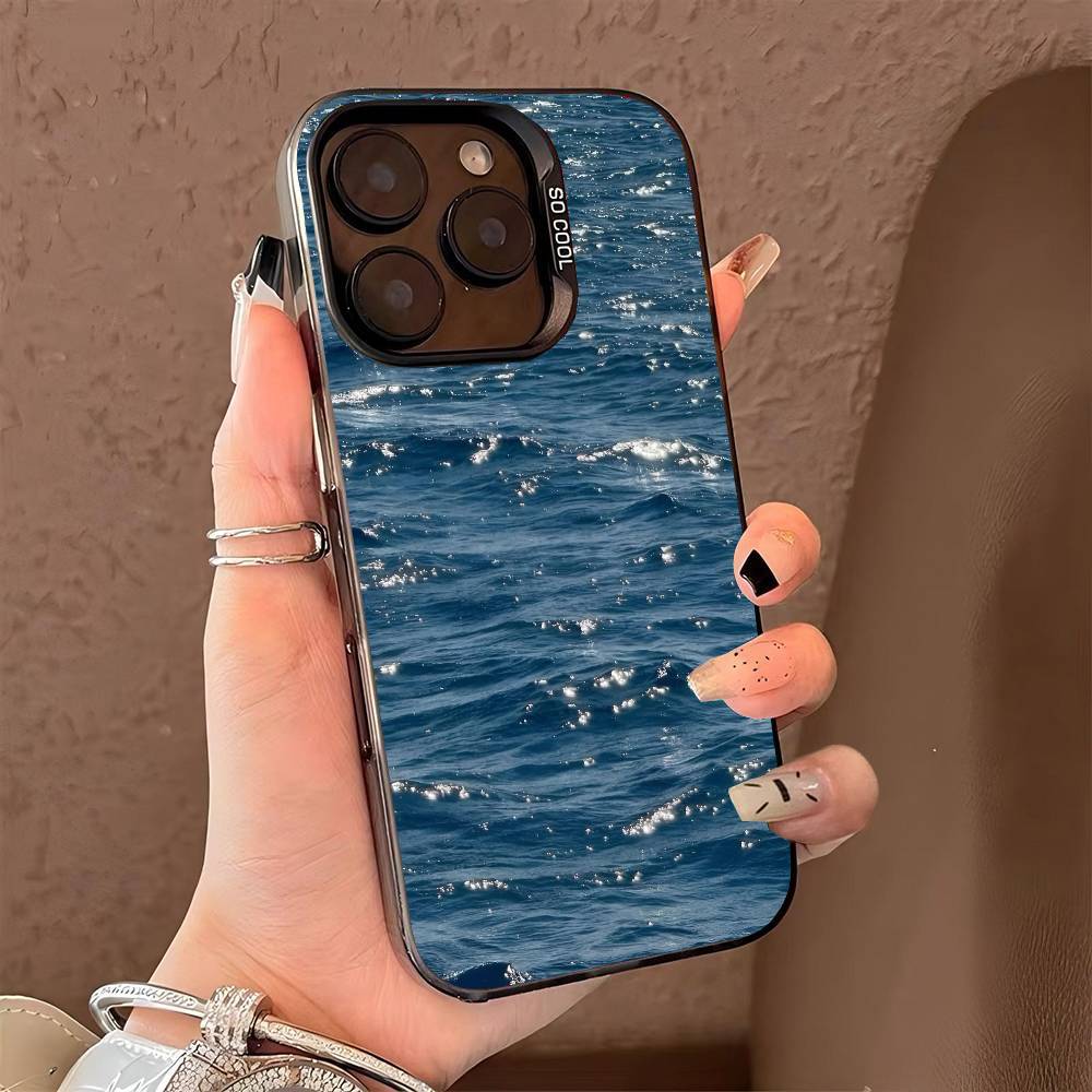 Чехол для телефона с волнами для iPhone 17 17Air 16 15 14 13 12 11 Pro Max Plus Цветной Серебристый