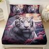 Wild Animal Tiger and Lion Fitted Sheets Super King Size, with 1 Pillowcases, Bed Sheets Bedroom Decor Gift, 30 Cm Deep Pocket