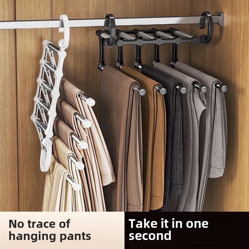 Foldable Multi Functional Multi Layer Pants Hanger for Home Wardrobe Storage