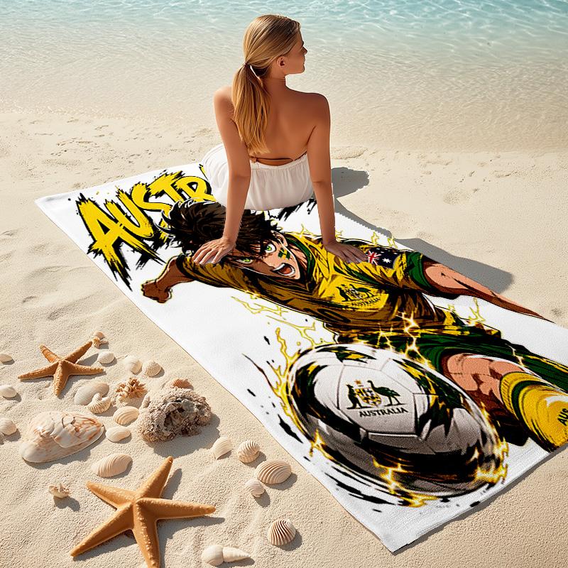 1pc Football Passion Australia Cartoon Quick Dry Microfiber Bath Towel for Swimming Surfing Camping Unisex Holiday. SJT7201185